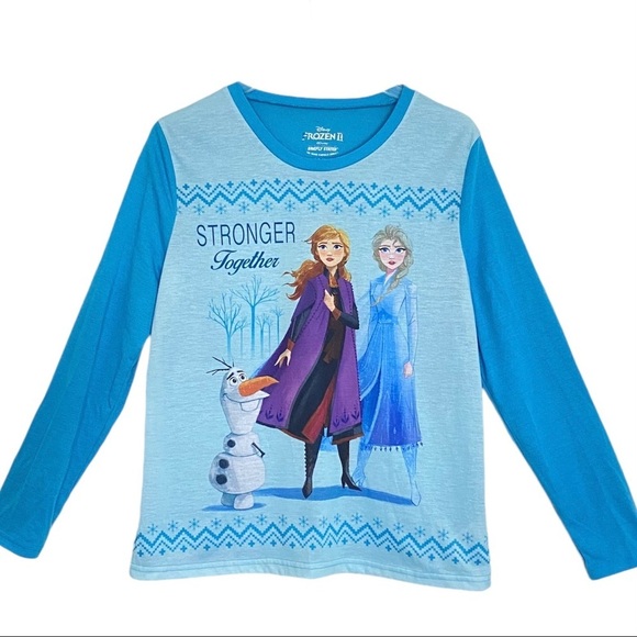 Frozen II Stronger Together Blue Pajama Top Size Medium - Picture 5 of 5